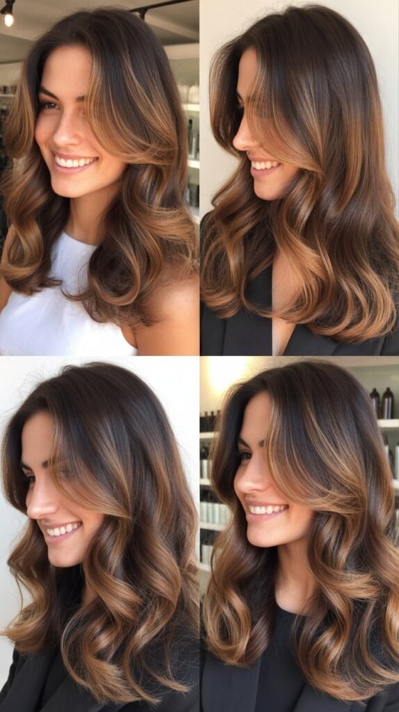  Caramel Balayage on Chocolate Brown Hair