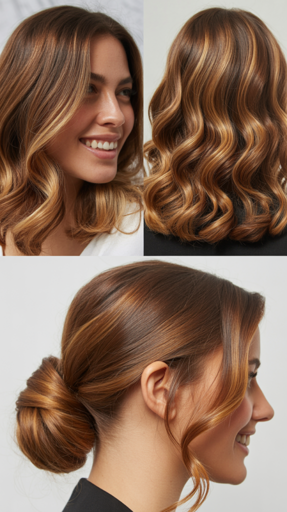 Caramel Highlights with Warm Brown Roots