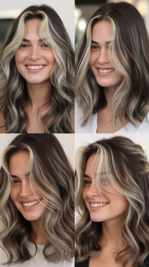 Platinum Highlights on Dark Brown Hair