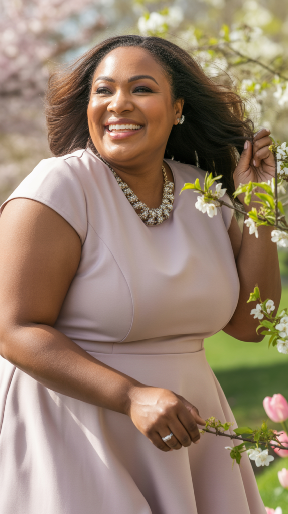 Fit and Flare Dress with Statement Necklace