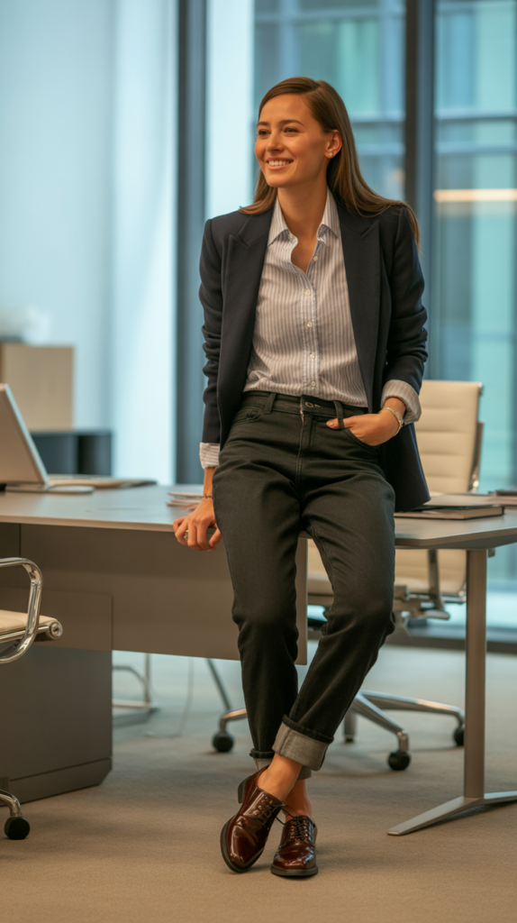  Cuffed Jeans with Oxfords