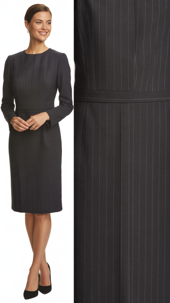 Charcoal Pinstripe Sheath Dress