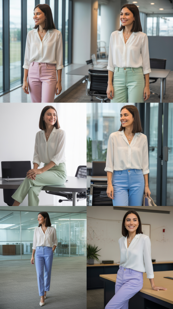 Colored Denim with White Top