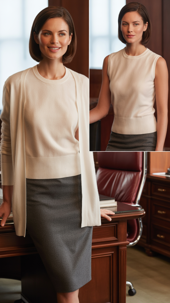 Cashmere Sweater Set with Pencil Skirt