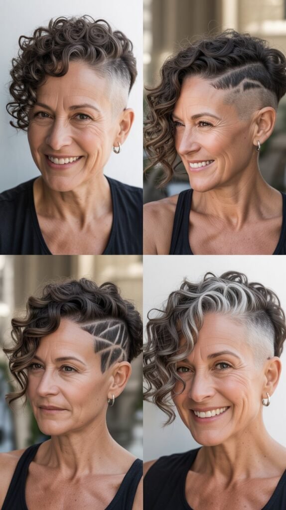  Asymmetrical Curly Undercut