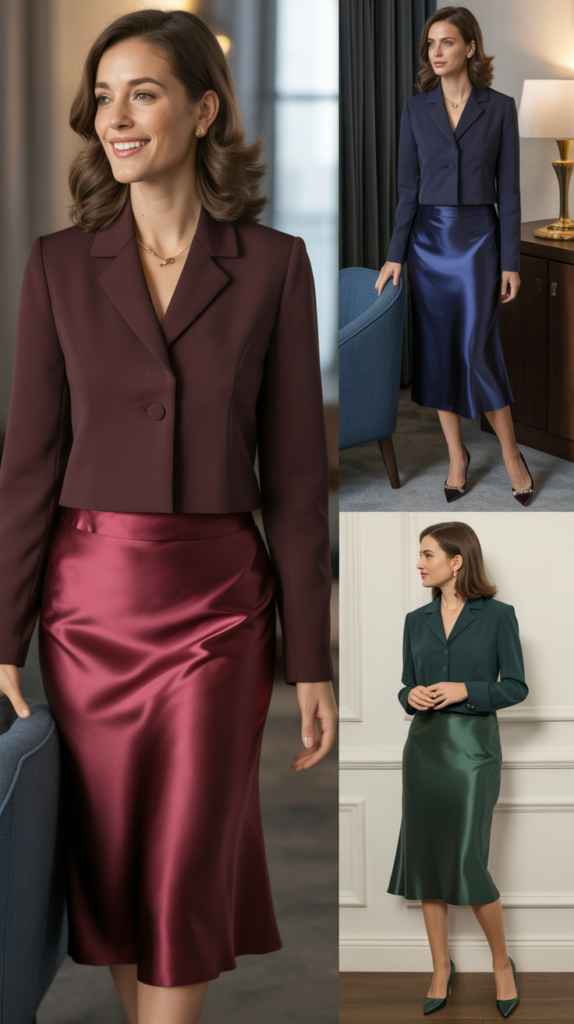 Satin Skirt with Structured Top