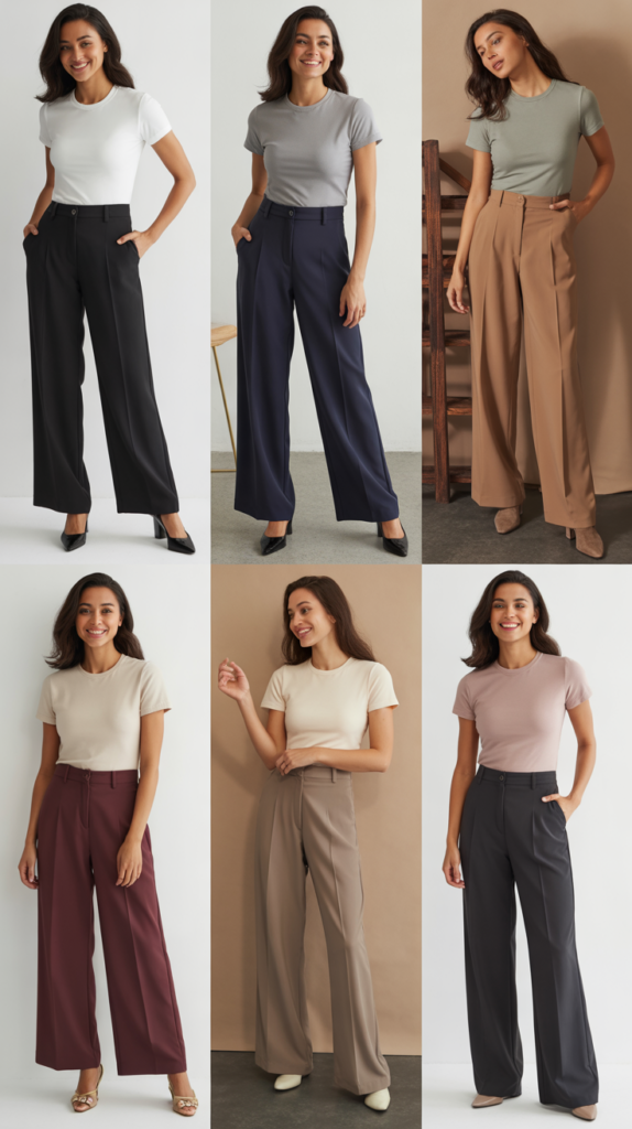 Wide-Leg Trousers with Simple Tee