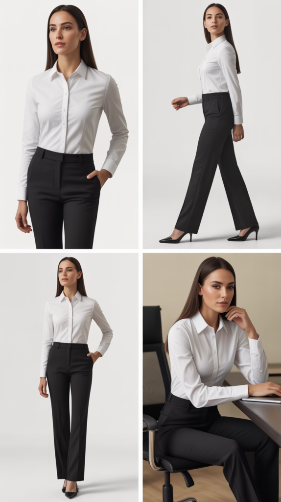 Classic White Shirt with Black Trousers