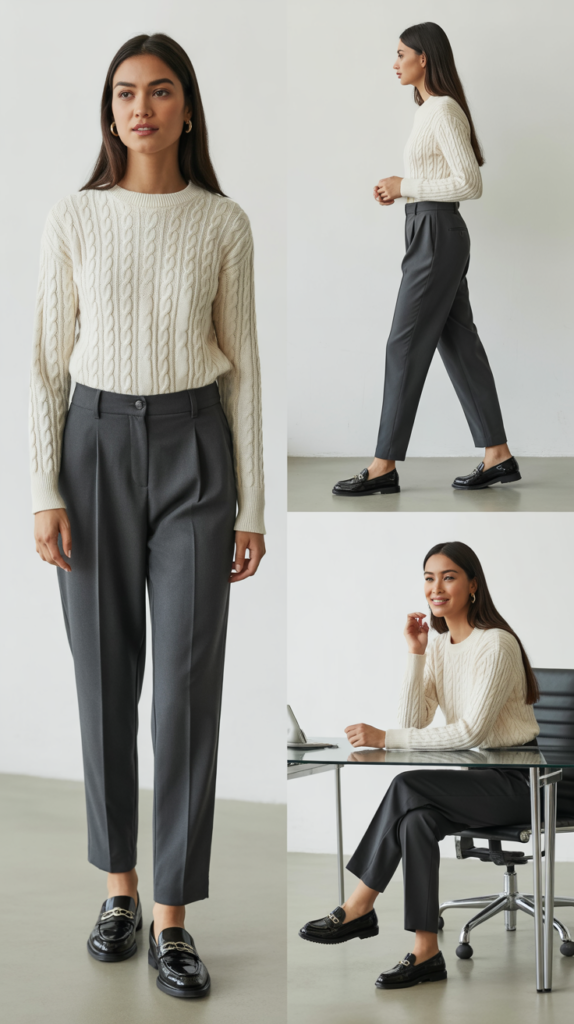  Knit Sweater with Tailored Trousers
