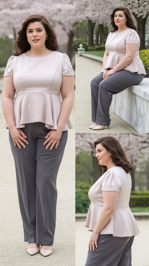 Peplum Tops with High-Waisted Trousers