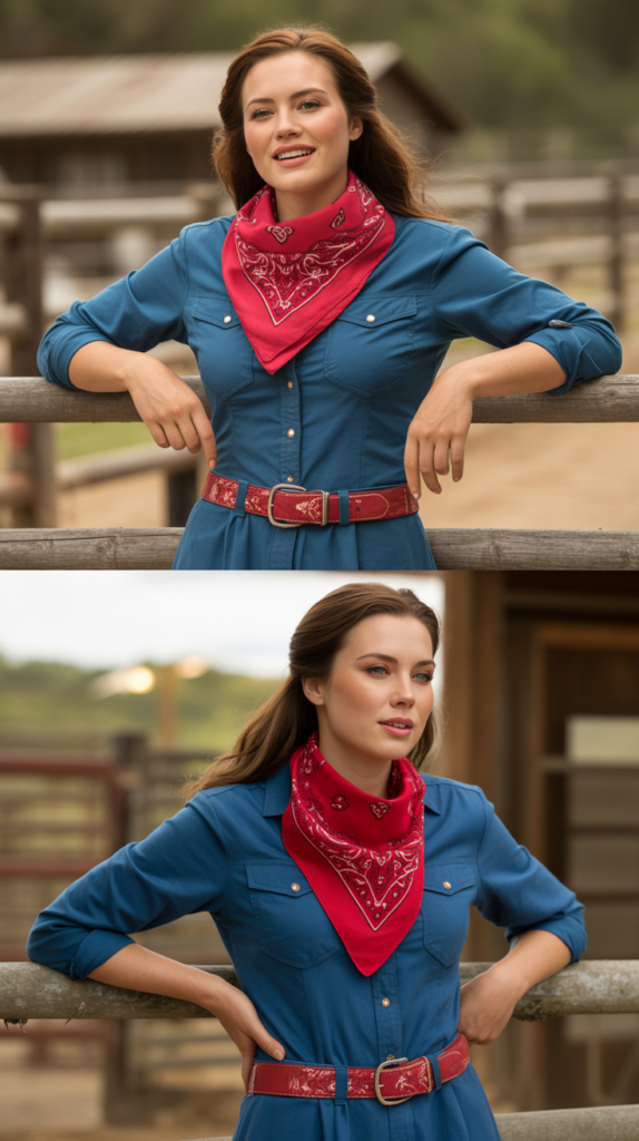 Bandana Print Accessories with Solid Dress