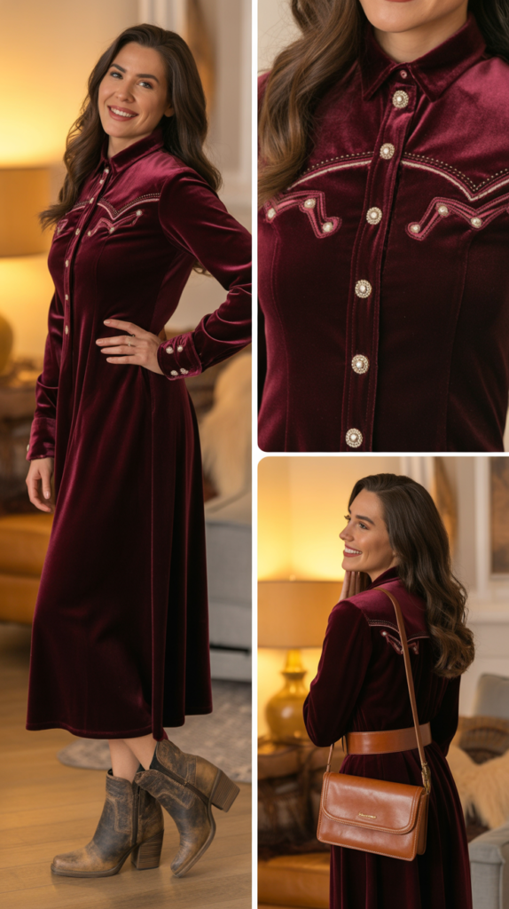 Velvet Western-Style Dress
