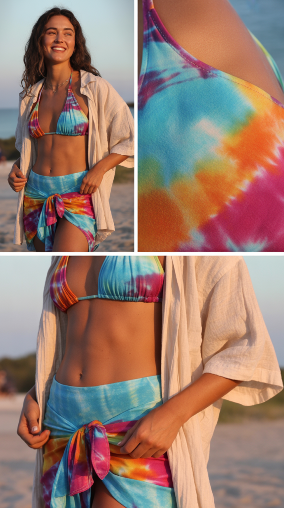  Tie-Dye Two-Piece with Oversized Shirt