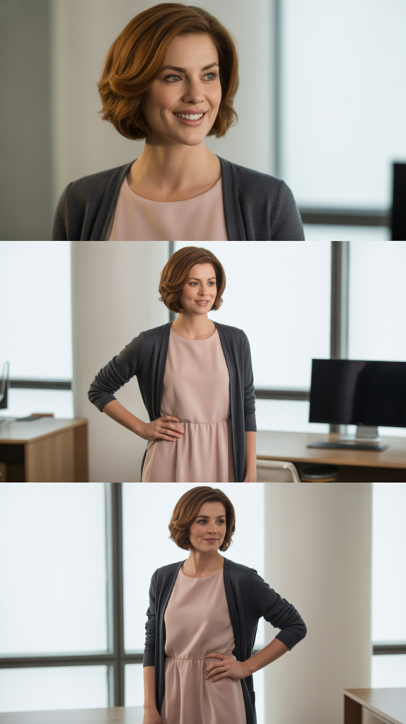 Blush Pink Dress with Gray Cardigan