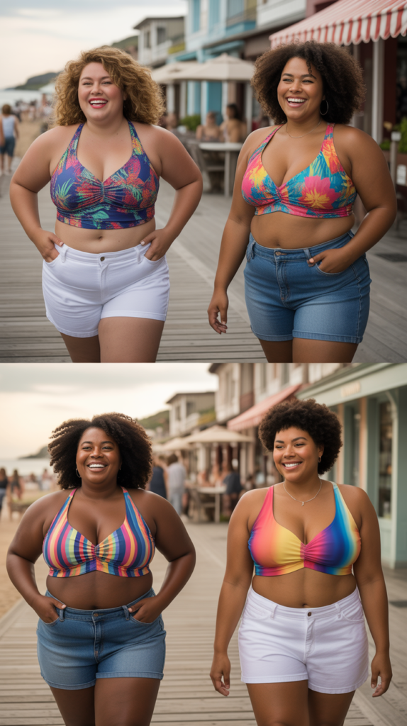 Tankini Set with Denim Shorts