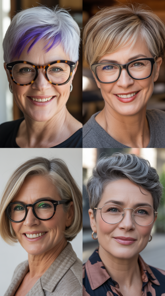 Colored or Highlighted Short Hair with Glasses
