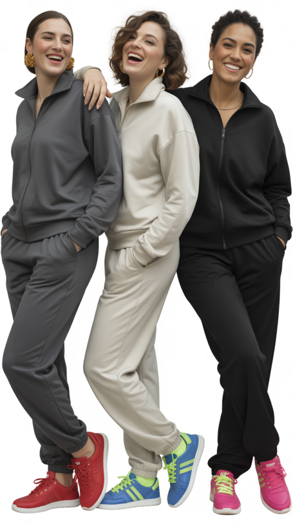 Monochrome Tracksuit with Contrasting Accessories