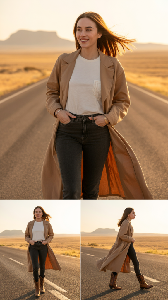 Duster Coat Over Simple Tee and Jeans