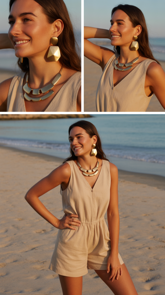 Playsuit with Statement Jewelry