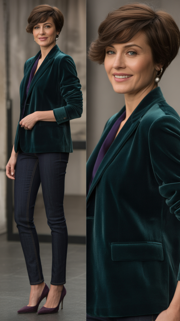 The Velvet Blazer and Slim Denim