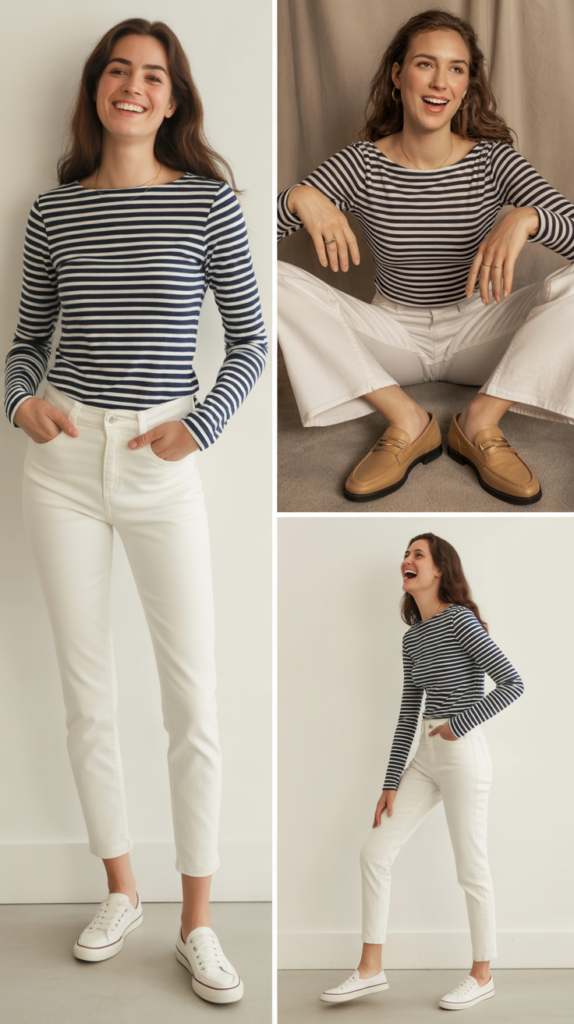 Striped Shirt with White Jeans