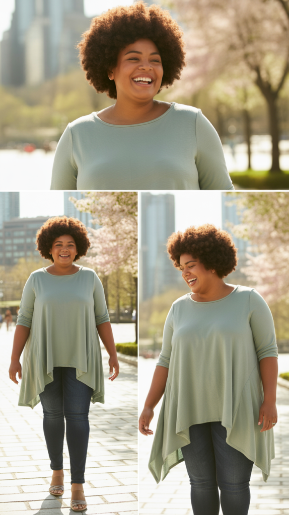 Asymmetrical Hem Tunic with Skinny Jeans