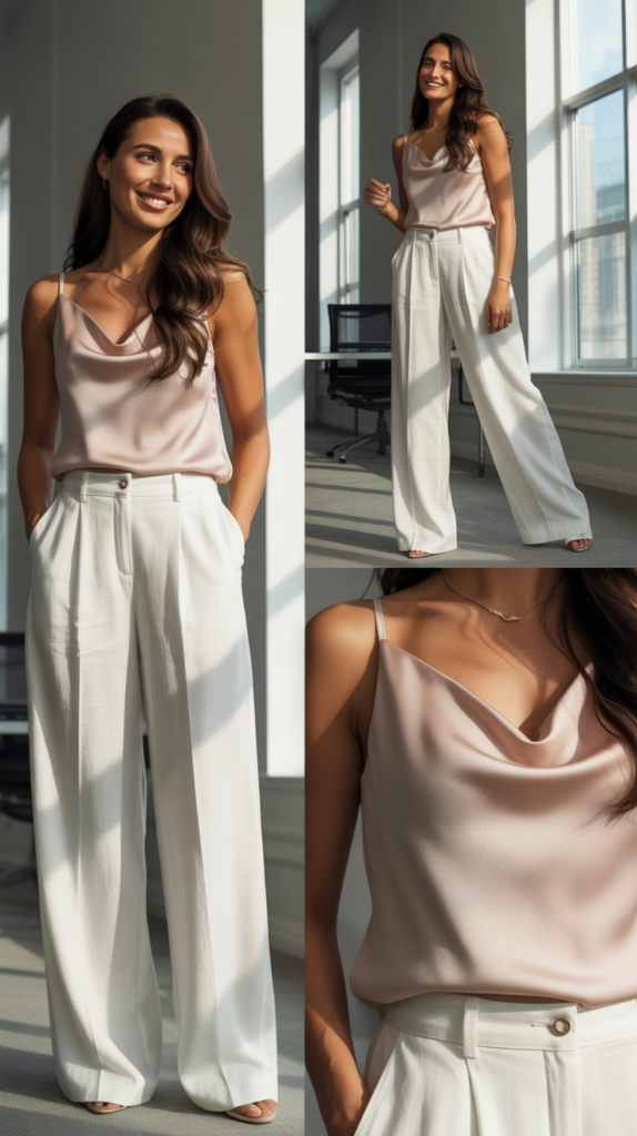 Linen Trousers with Silk Camisole