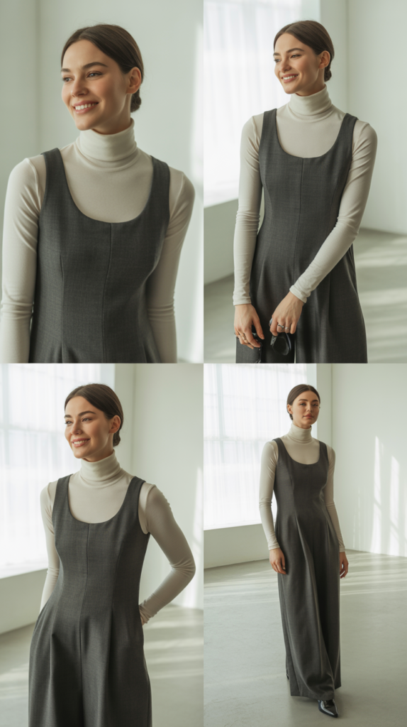 Thin Turtleneck Under Jumper Dress