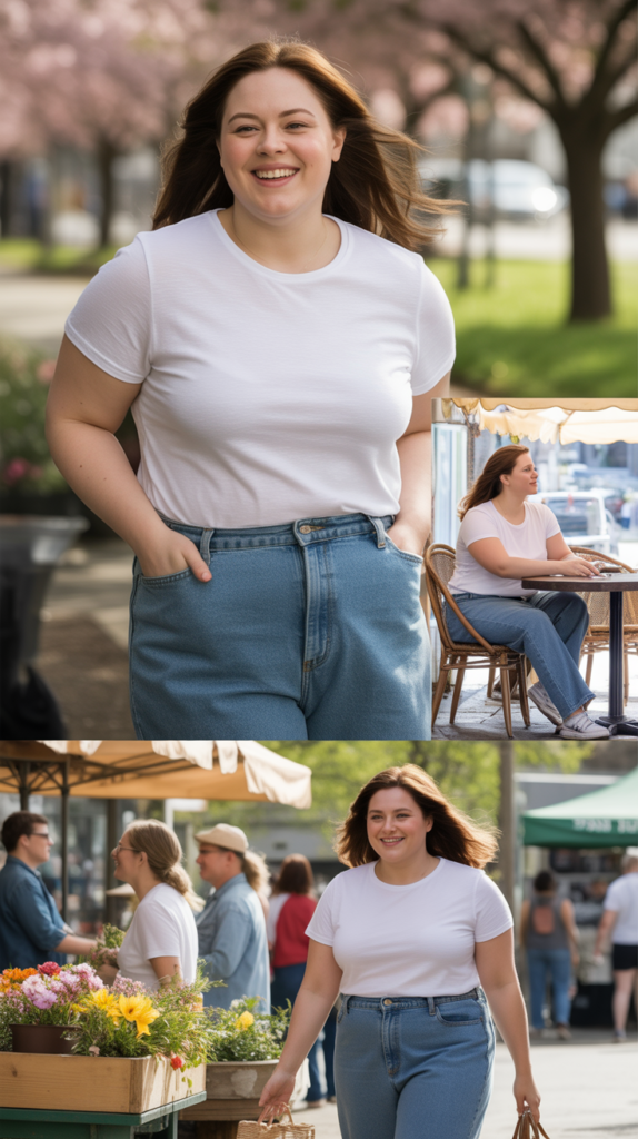 Classic White Tee and Mom Jeans Combo