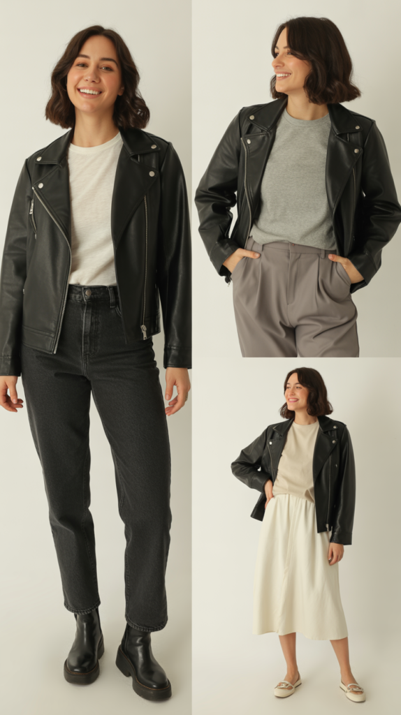 Leather Jacket and Basic Tee