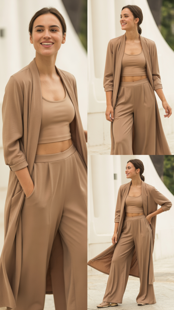 Duster Cardigan Over Matching Set