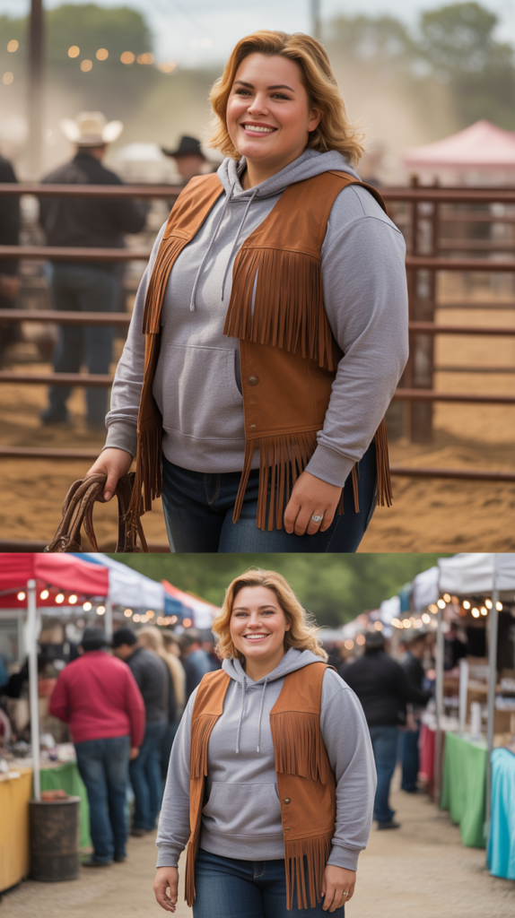 Western Vest Over Hoodie with Jeans
