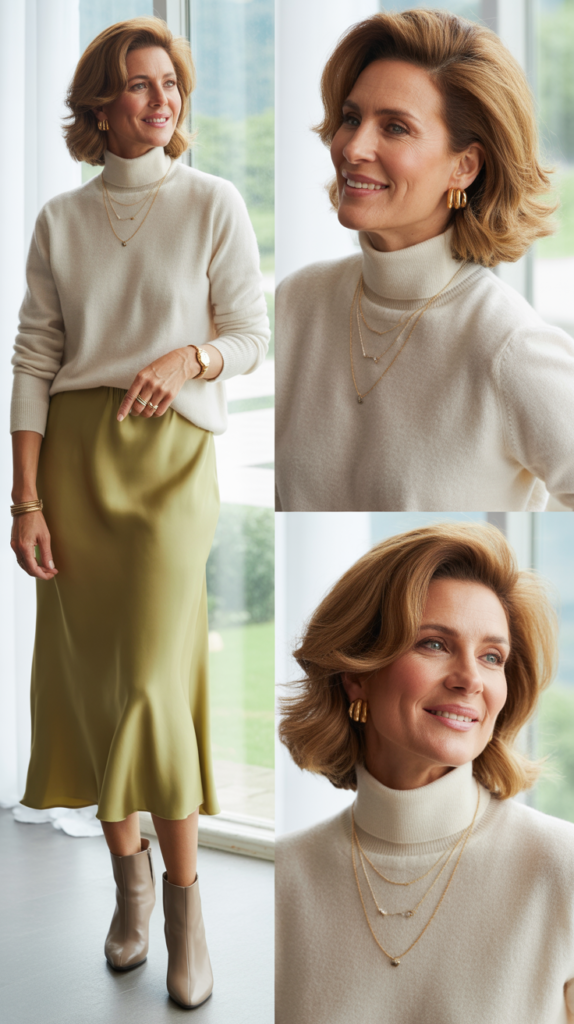 Turtleneck Sweater with Slip Skirt