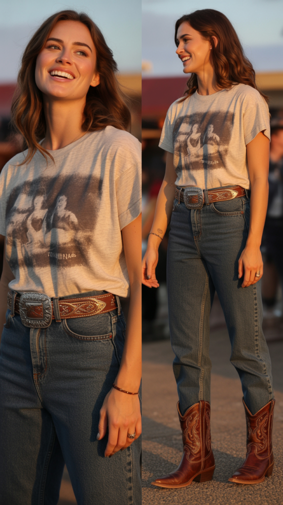 Sherpa-Lined Denim Jacket with Dress and Boots