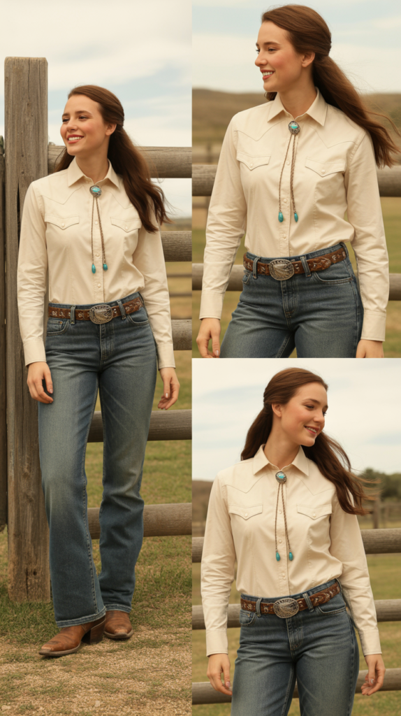 Straight Leg Jeans with Bolo Tie