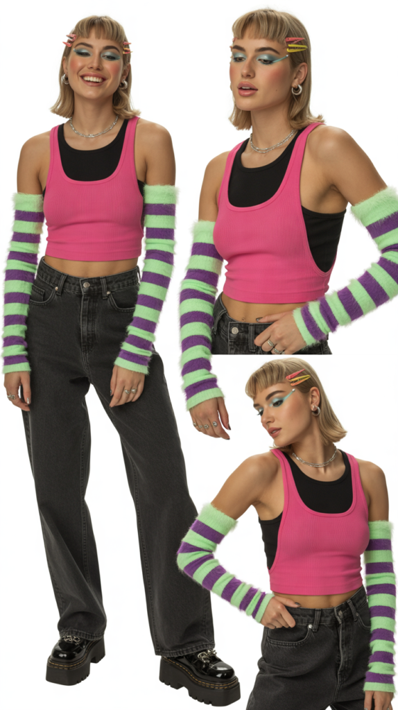 Layered Tank Tops with Arm Warmers