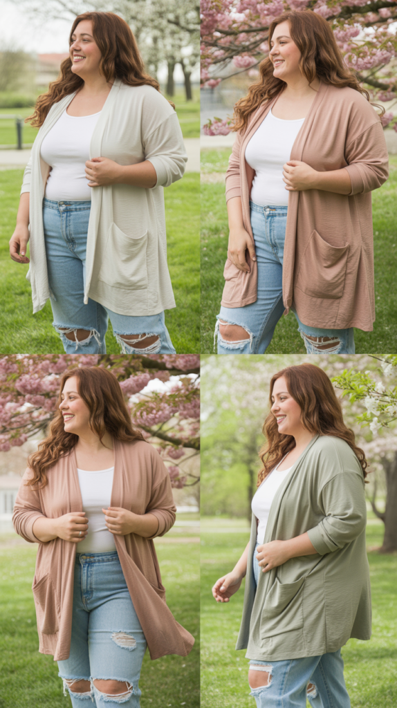 Distressed Jeans With Soft Cardigan