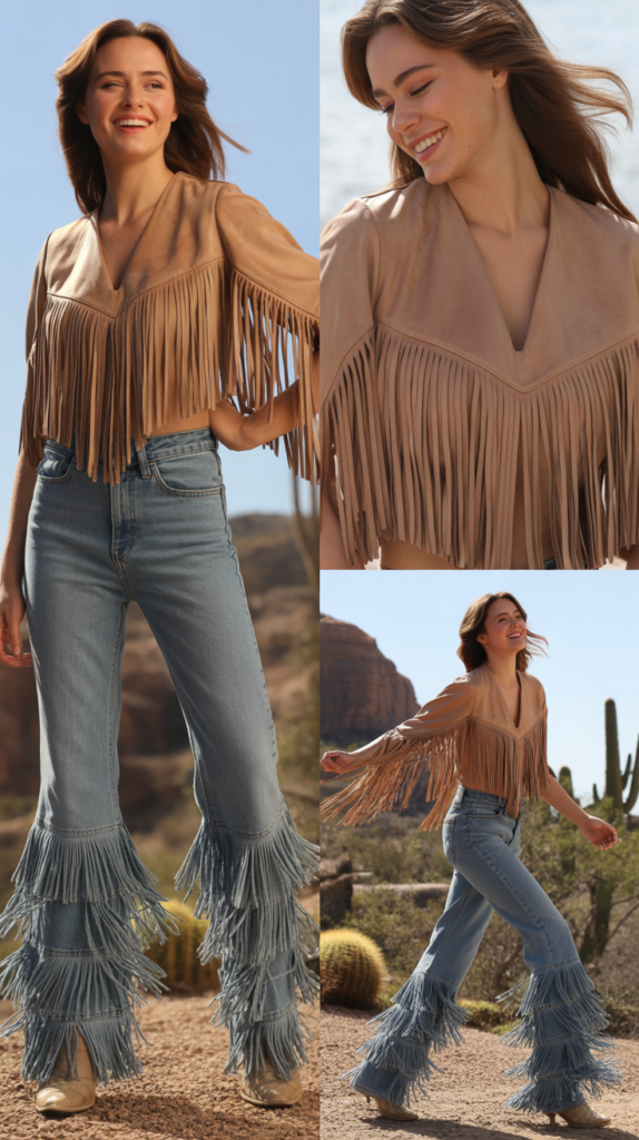 Jeans with Fringe Hem Top