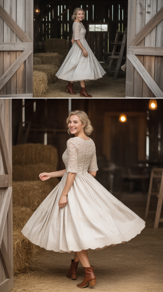 Vintage-Inspired Tea-Length Dress