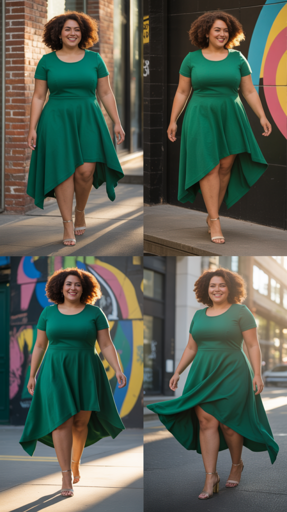 Asymmetrical Hem Dress in Rayon