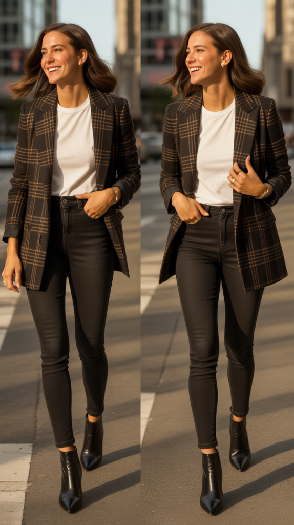 The Plaid Blazer with Black Skinny Jeans