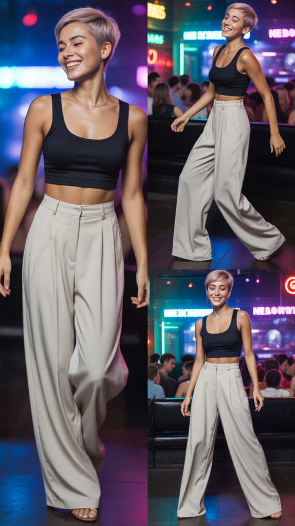 Crop Top with Wide-Leg Trousers