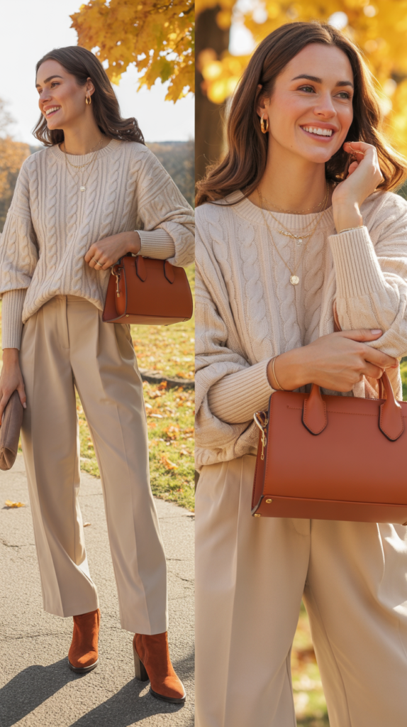 The Rust-Toned Accessories with Neutral Base