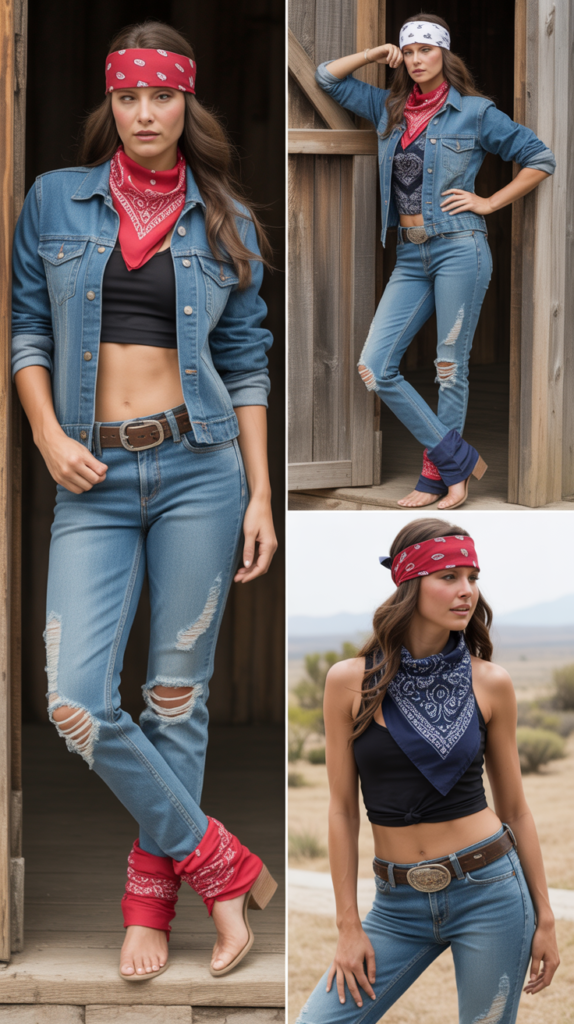 Jeans with Bandana Accessories