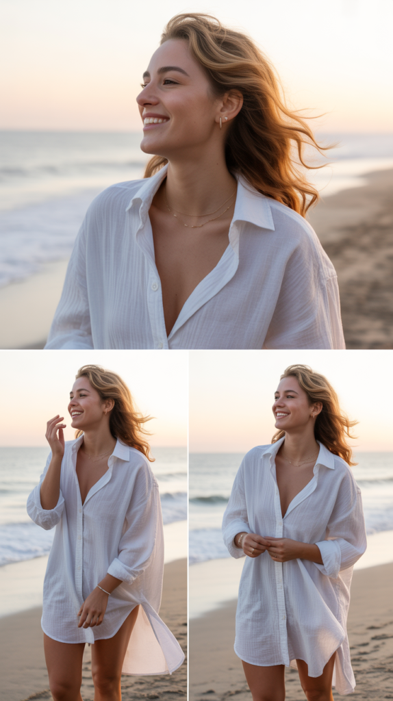  Oversized Button-Up Shirt as Dress