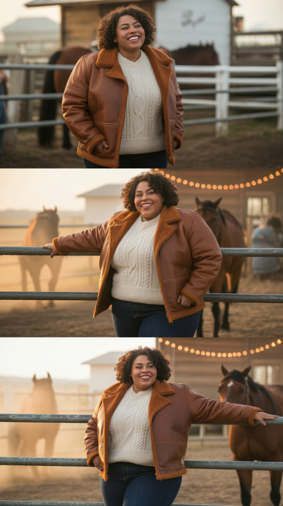 Shearling-Lined Aviator Jacket with Sweater