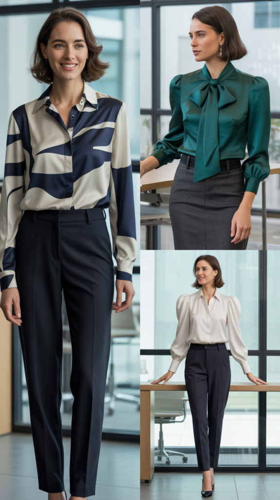 Statement Blouses with Classic Bottoms