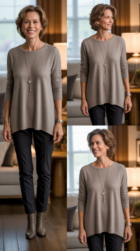 Tunic Sweater with Slim Pants