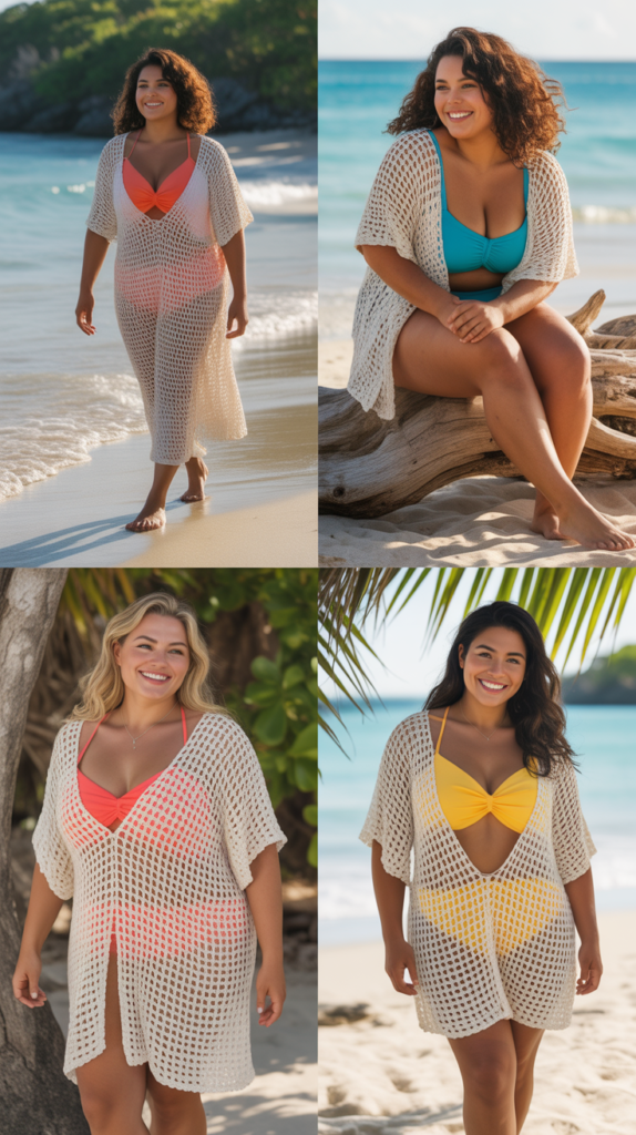 Crochet Beach Dress Over Bright Bikini