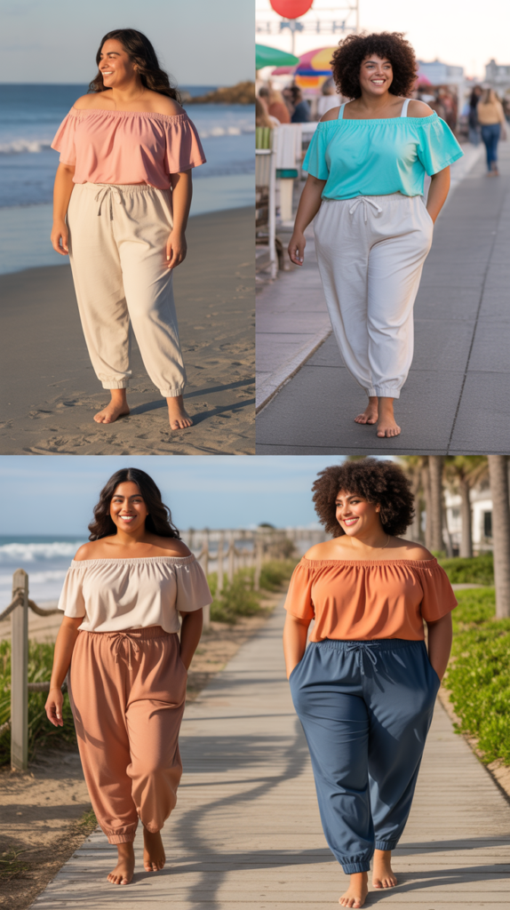Off-Shoulder Top with Beach Joggers